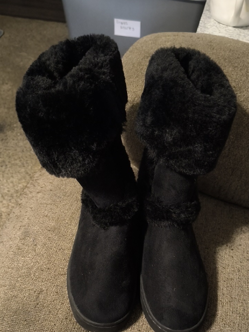 Style & Co. Black Faux-Fur Winter Boots